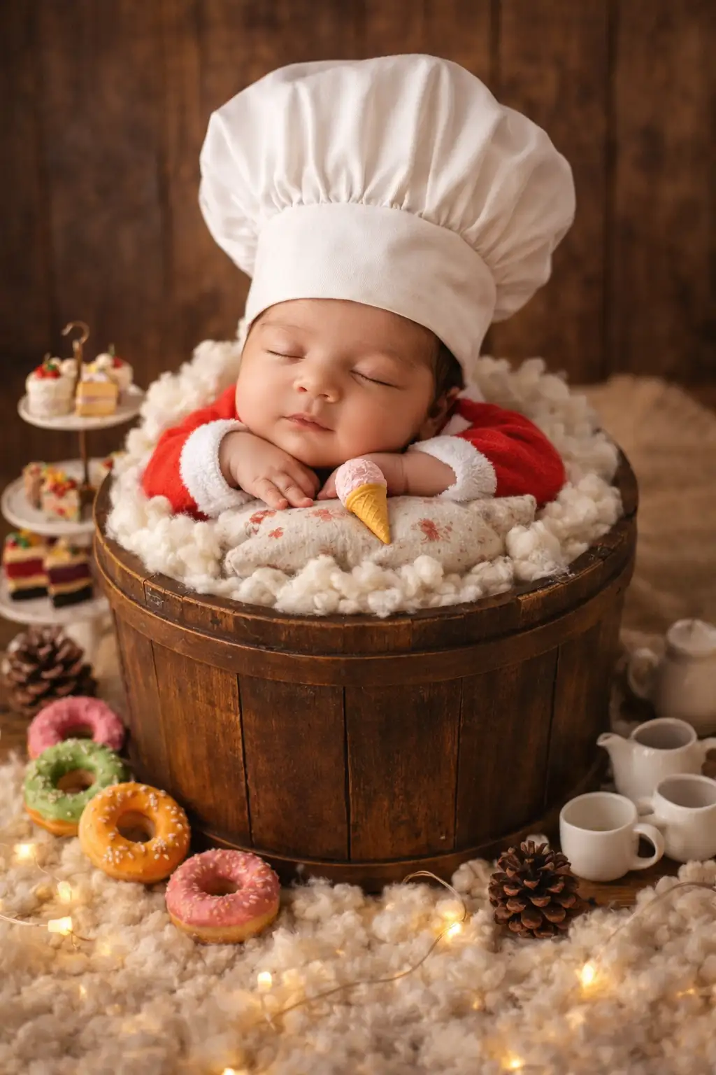 #0012 Newborn baby dressed as a pastry chef.