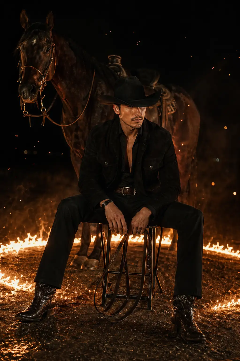 #0092 Cinematic portrait man with horse
