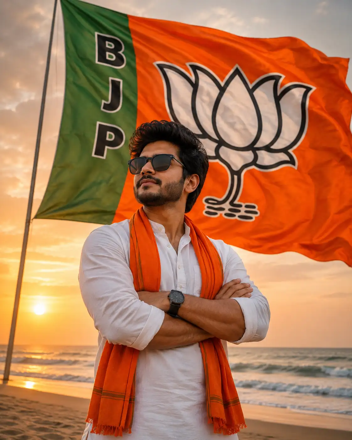 A high quality AI generated image of #0121 BJP Flag
