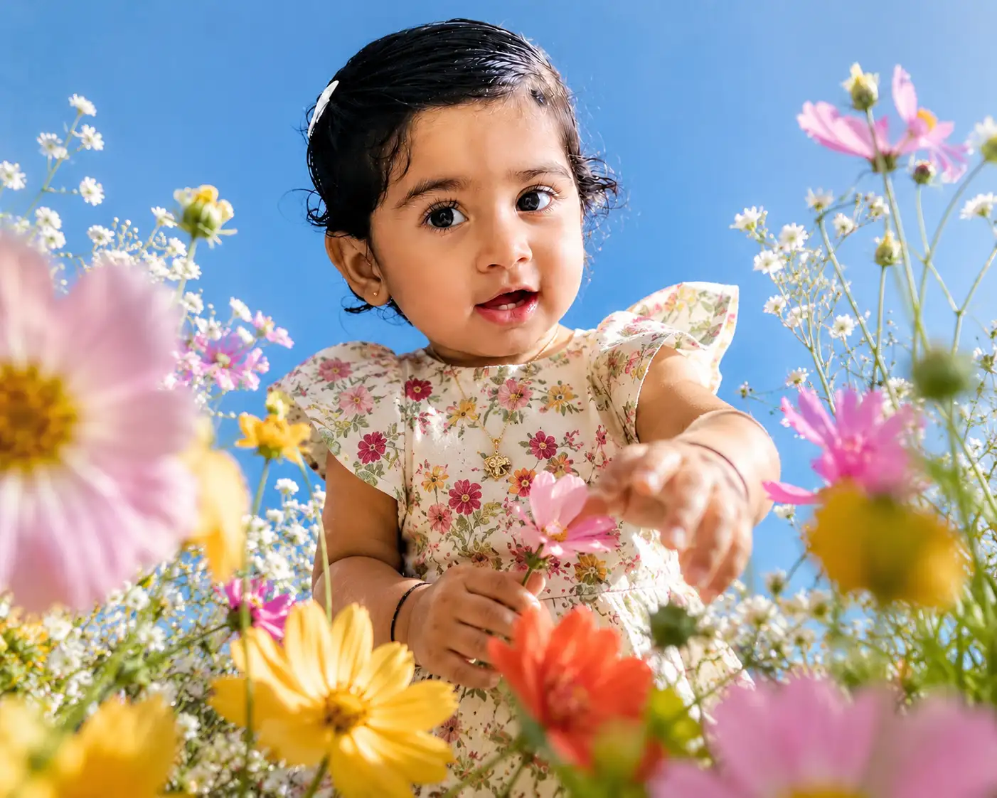 A high quality AI generated image of #0128 Wide-Angle Spring Editorial Portrait