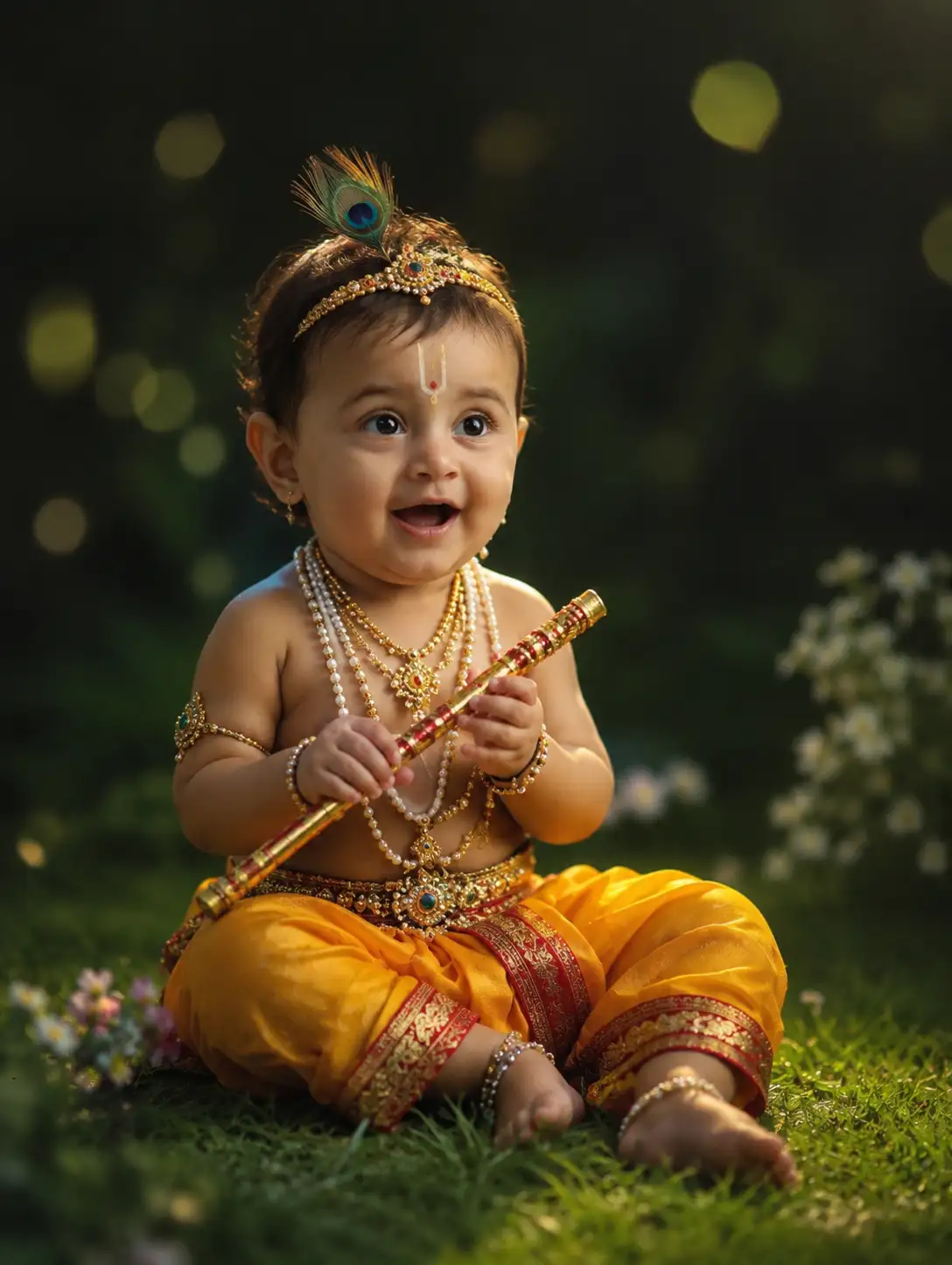 A high quality AI generated image of #0139 Janmashtami Special: Create Stunning Baby Krishna Photos