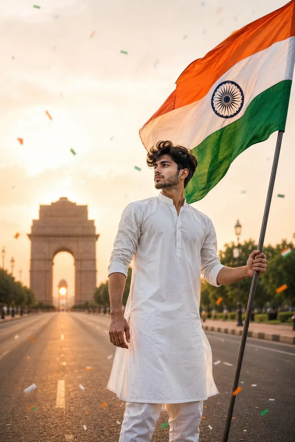 A high quality AI generated image of #0154 Independence Day Flag Photoshoot Portrait