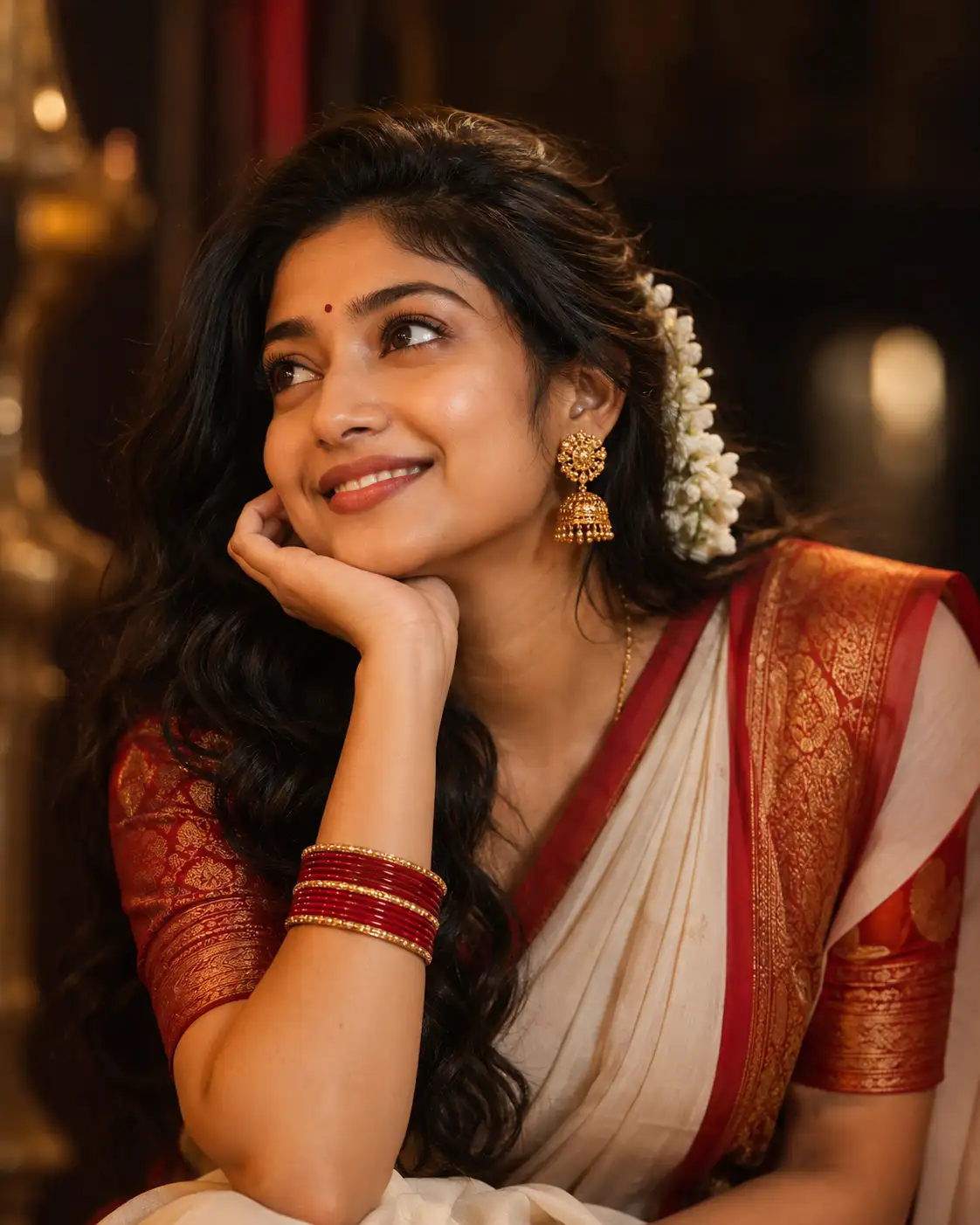 A high quality AI generated image of #0161 Traditional Indian Saree Portrait Inspiration