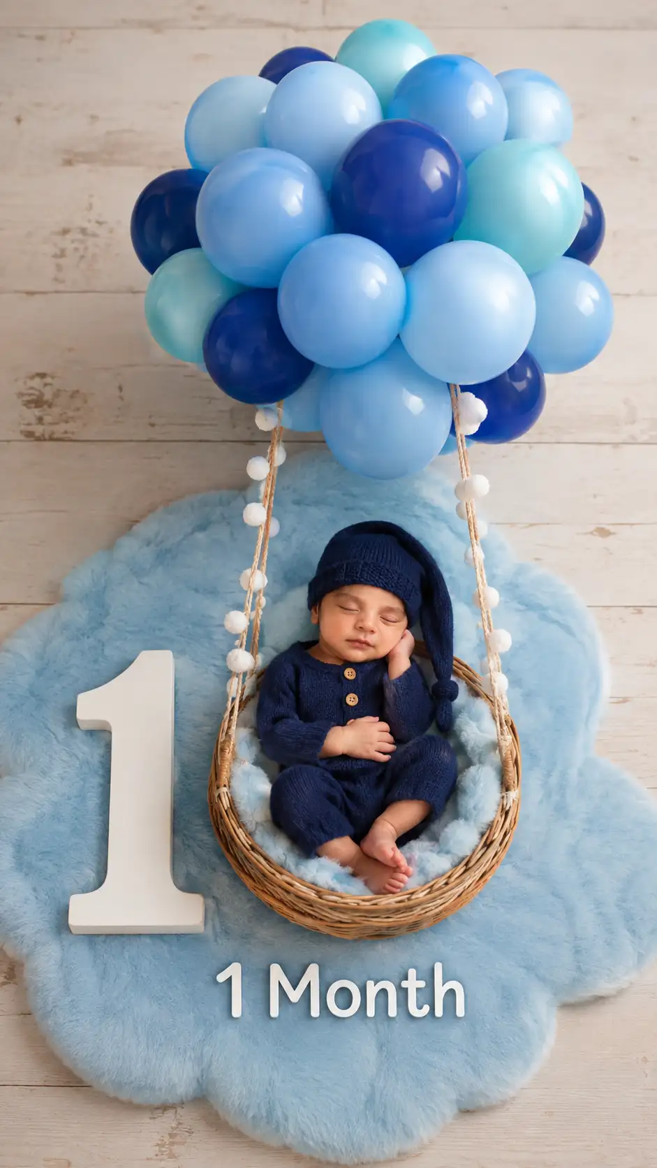 A high quality AI generated image of #0167 Adorable 1 Month Baby Boy Photoshoot