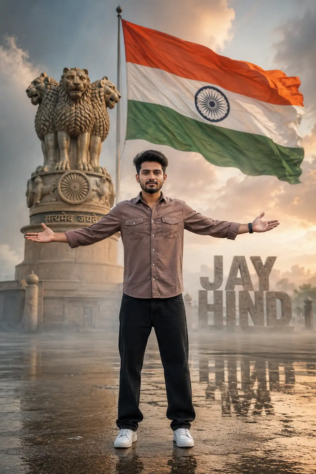 A high quality AI generated image of #0176 Tricolor Flag Portrait Photography Ideas