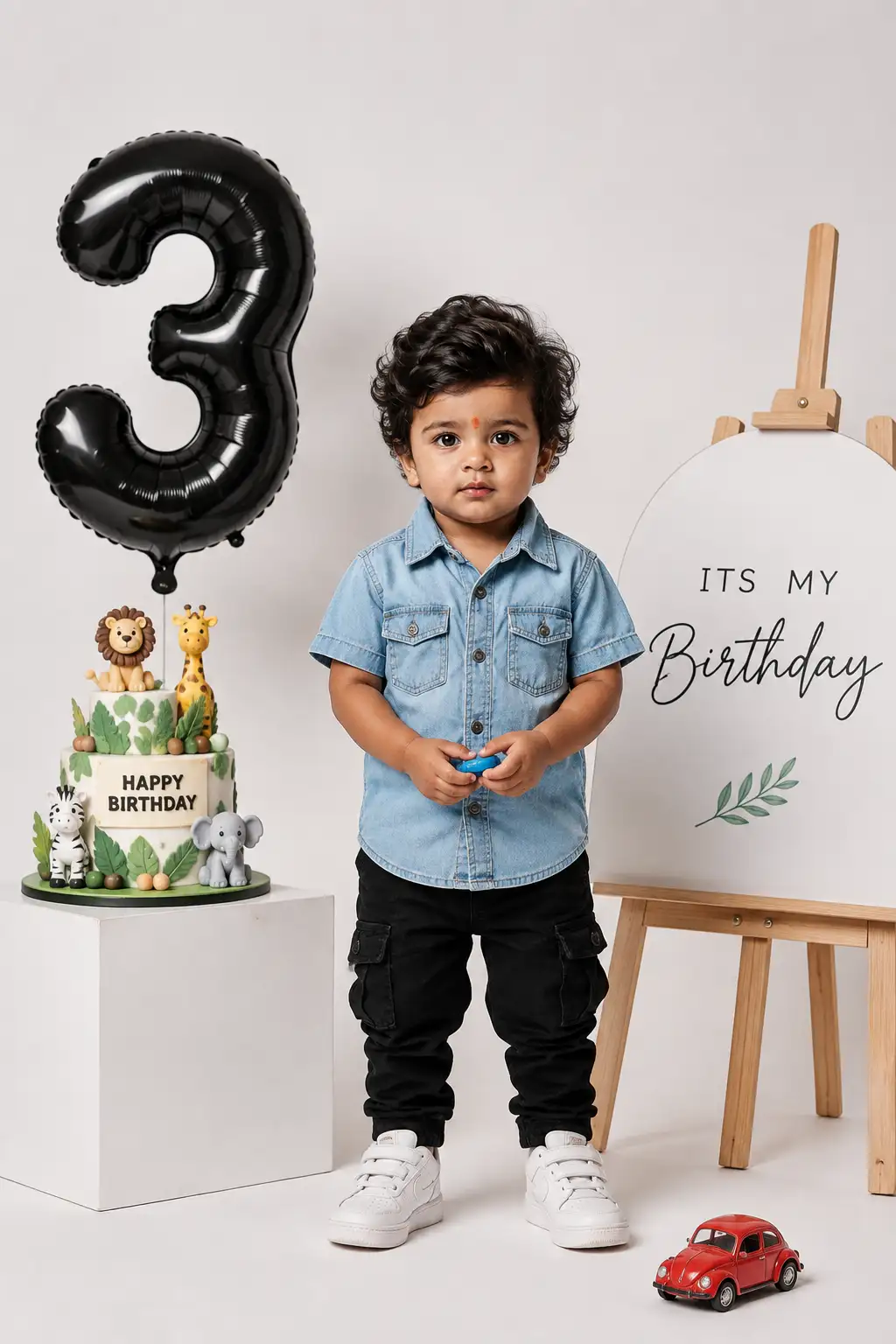 A high quality AI generated image of #0181 Three Year Old Boy Birthday Photoshoot Ideas