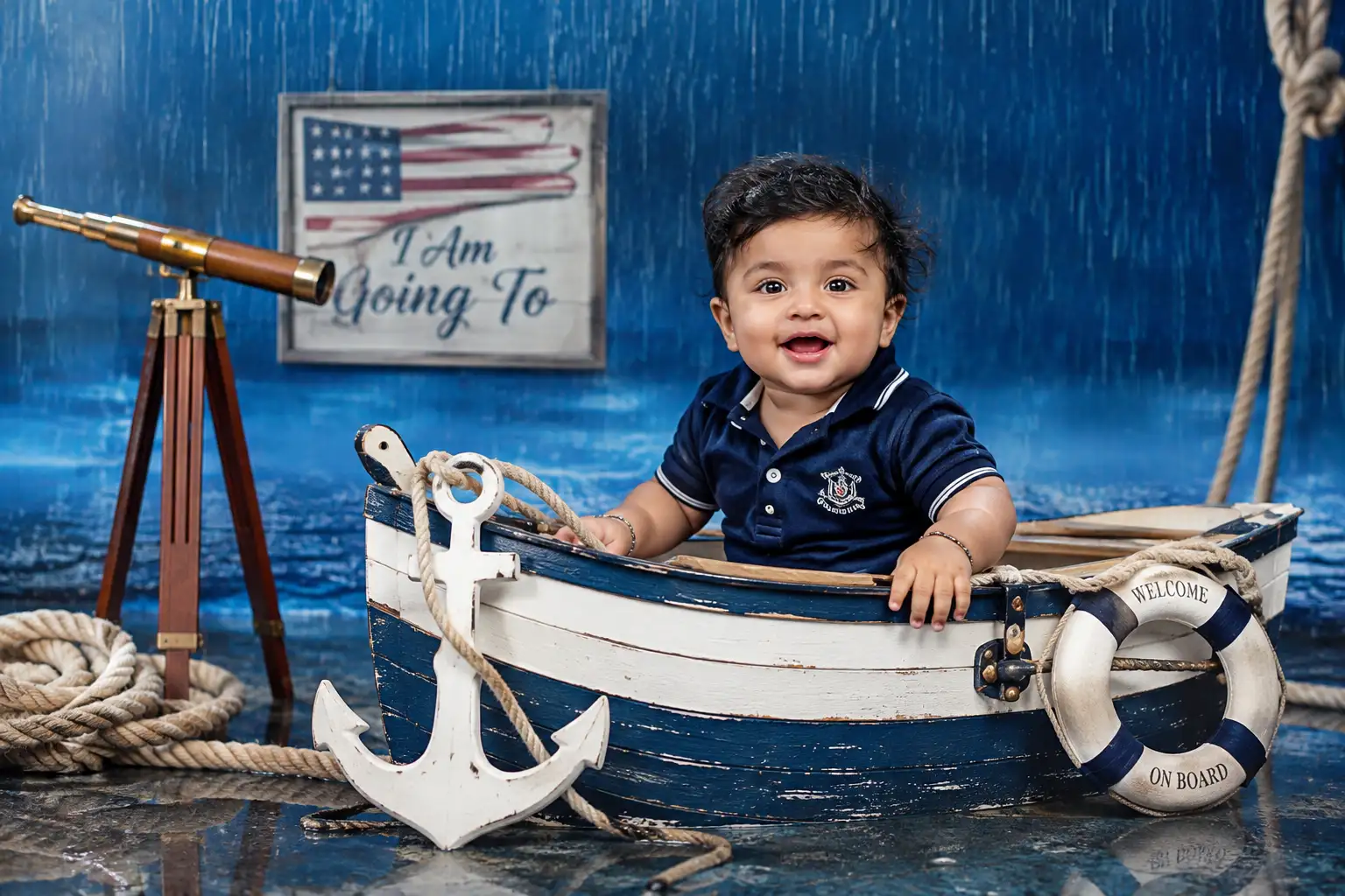 A high quality AI generated image of #0193 Adorable Baby Travel Photoshoot by the Sea