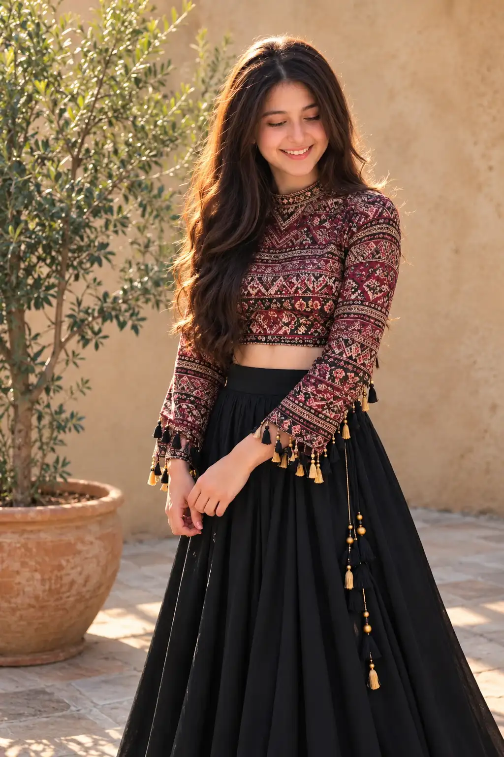 #0203 Elegant Black Skirt Fashion Photoshoot